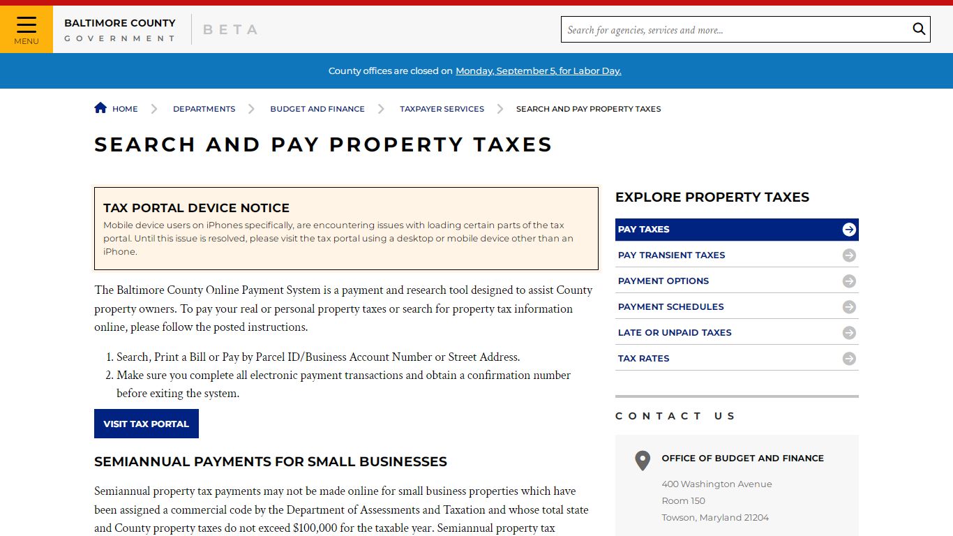 Search and Pay Property Taxes - Baltimore County, Maryland